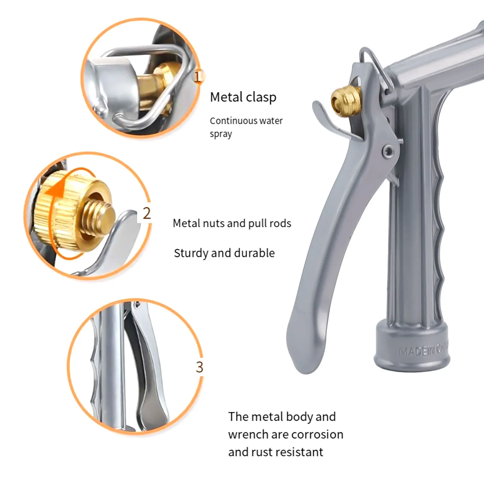 Adjustable High Pressure Garden Watering Hose Nozzle With Pistol Grip For Cleaning And Watering Tools Accessories