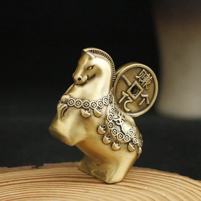 

Solid Brass Get Rich Quickly Earn a Billion Lucky Zodiac Horse Copper Ornament Office Desk Decoration Gift