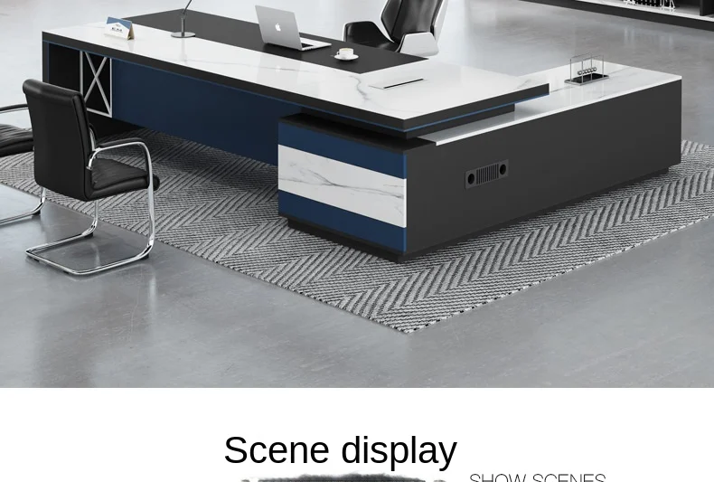 مكتب خشبي حديث راقي فاخر CEO Boss Manager Director L Shape Executive Desk #3