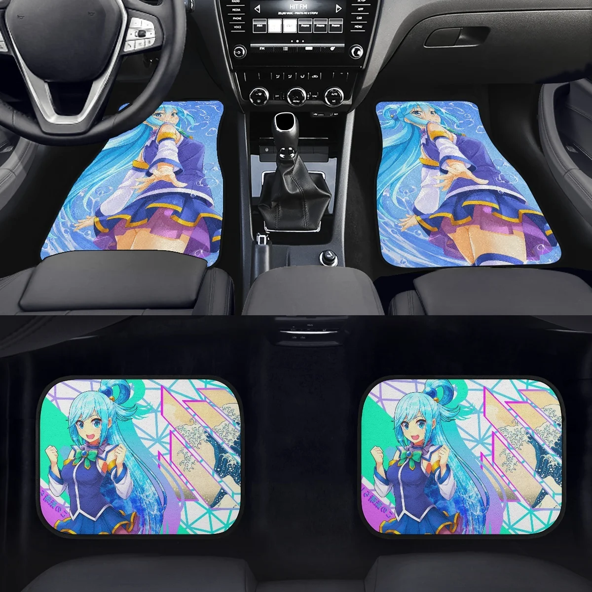 

New Arrivals Soft Car Floor Mats Pretty Girl Print Universal Fit Auto Carpet Set of 4 Front Rear Liners Protector for Woman Men