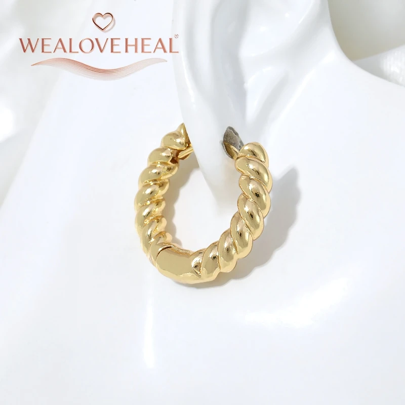 18K vergoldete Twist-Huggie-Ohrringe für Damen, Vintage-Seil-Textur-Creolen, modischer Alltagsschmuck, Valentinstag- und Geburtstagsgeschenk – Detail 20