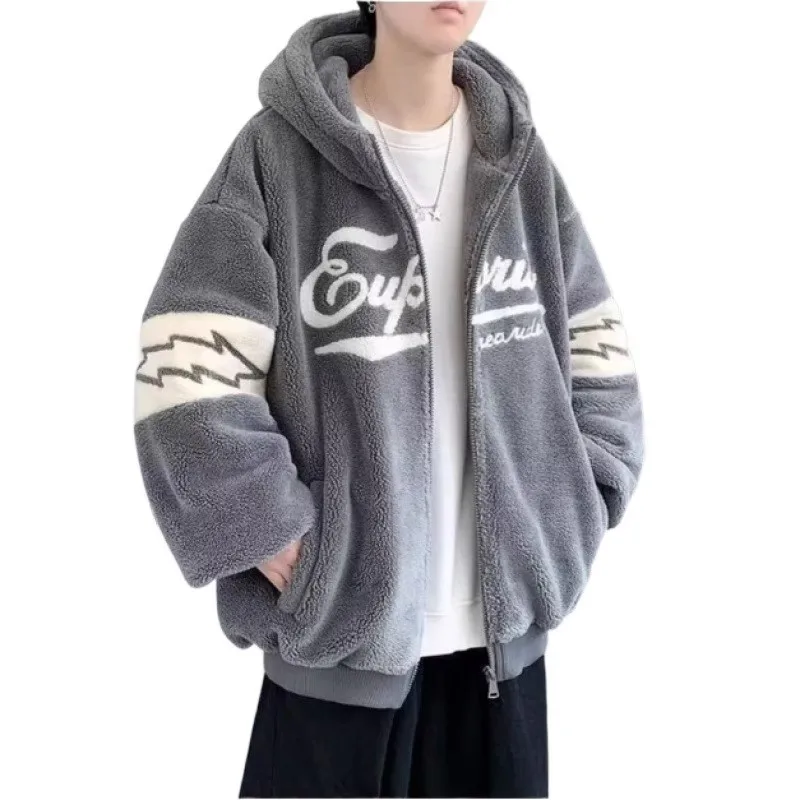 

Бархатное зимнее хлопковое платье Lamb Velvet Thiened для мужчин и женщин, повседневное модное теплое пальто, свободное пальто из полиэфирного волокна с капюшоном, обычная длина