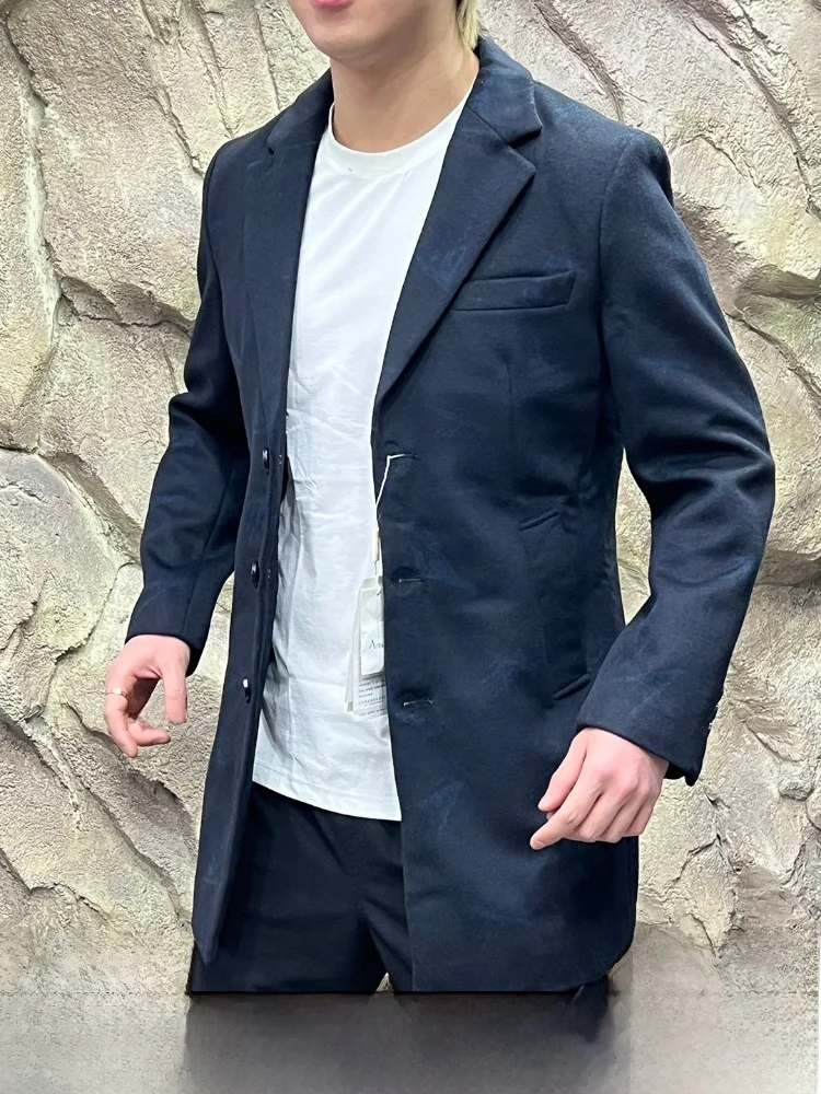 

Зимнее шерстяное пальто средней длины для мужчин и молодежи, модель 458, из смесовой шерсти, новое, повседневное, приталенное, с длинными рукавами, на одной пуговице, коллекция End of Year.