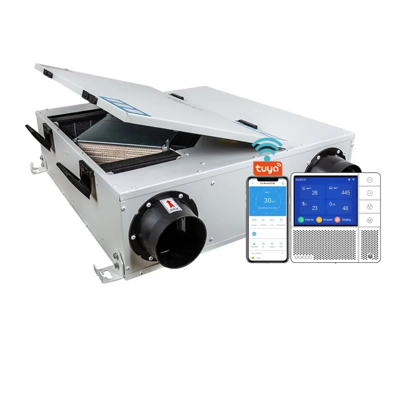 نظام HVAC مولد حرارة صغير مع محرك BLDC التيار المعاكس من الهواء إلى الهواء استعادة الطاقة تهوية تبادل درجة الحرارة