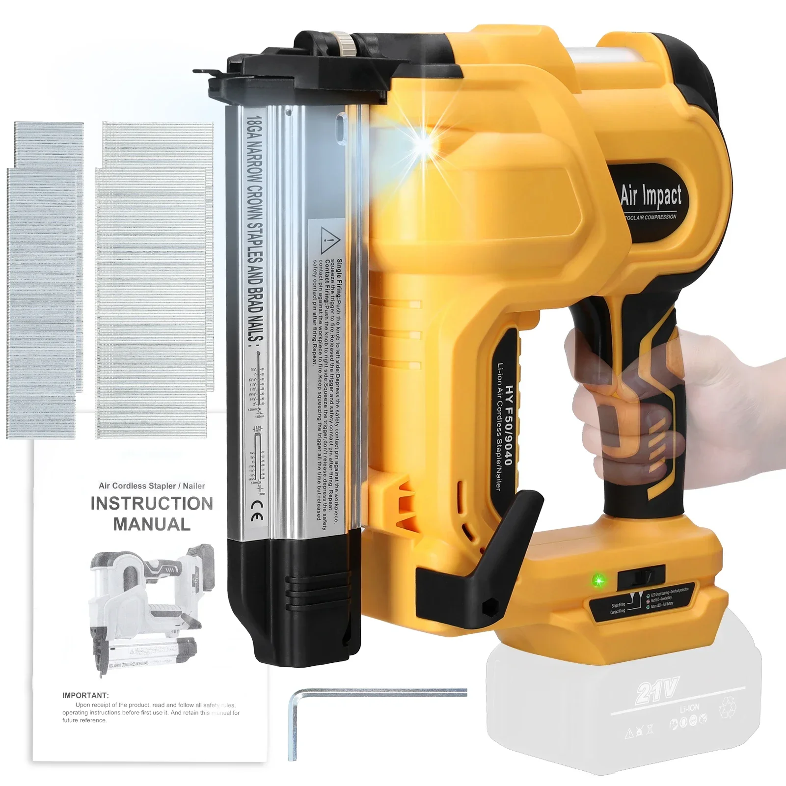 

Cordless Electric Nail Gun Universal Nailing Machine for Makita Battery 32mm/50mm Straight/N-Shape Nails Woodworking Tool