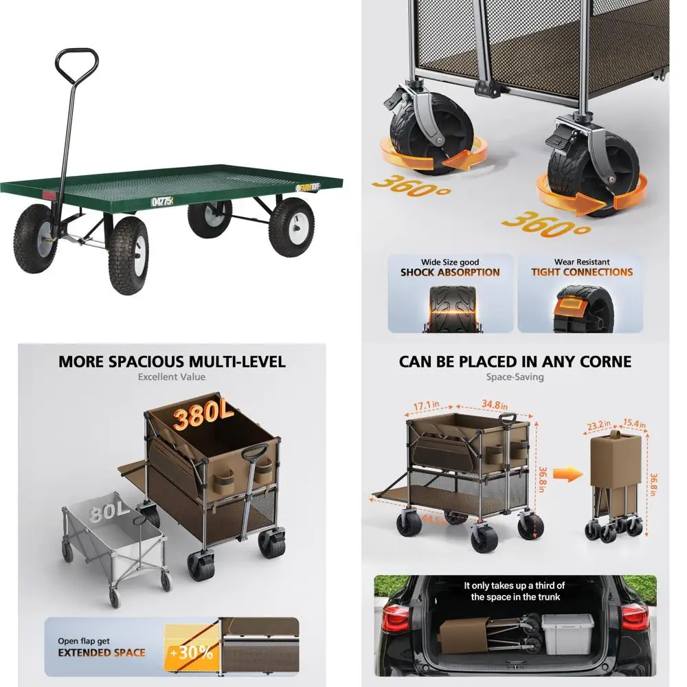 Millside Industries Steel Flatbed Garden Wagon - 800-Lb. Capacity, 60in.L x 36in.W, Model Number 04775