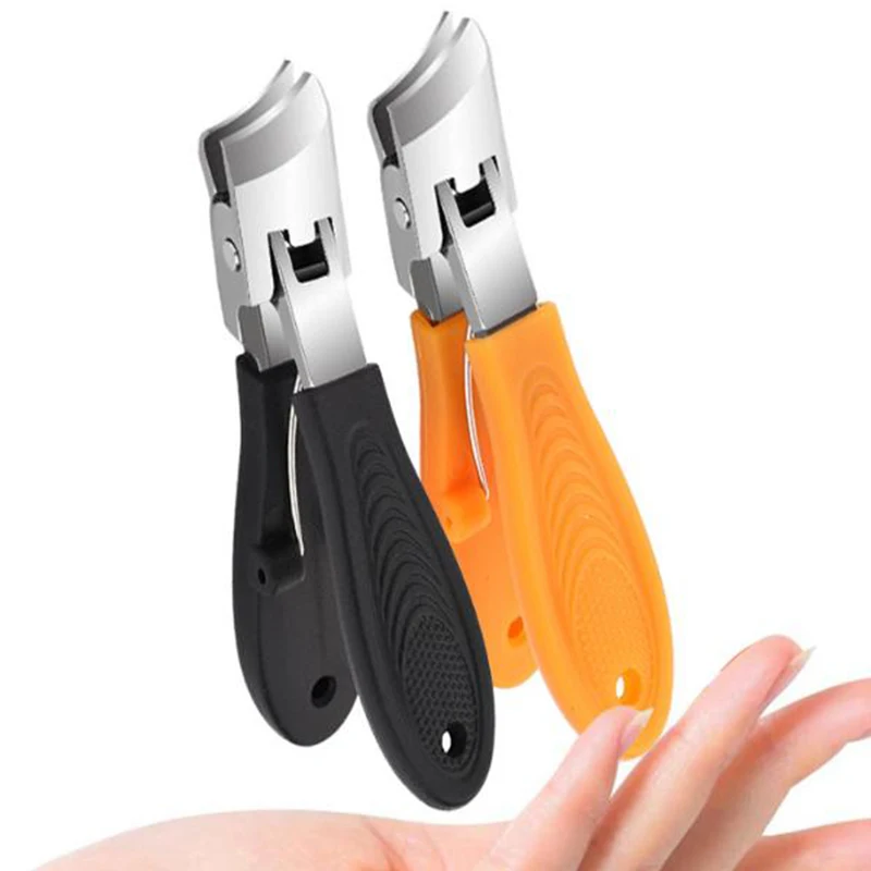 💖 大きな開口部の爪切り 厚くて硬い斜め爪切り ステンレス鋼のマニキュアツール 足の爪切り トリマー 飛沫防止