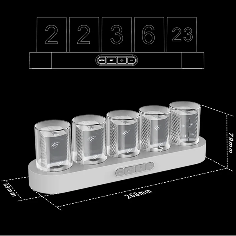 Digital Nixie Tube Clock With RGB LED Glows Light For Home Desktop Decoration DIY Idea Birthday Gift Durable Reusable Wood Color