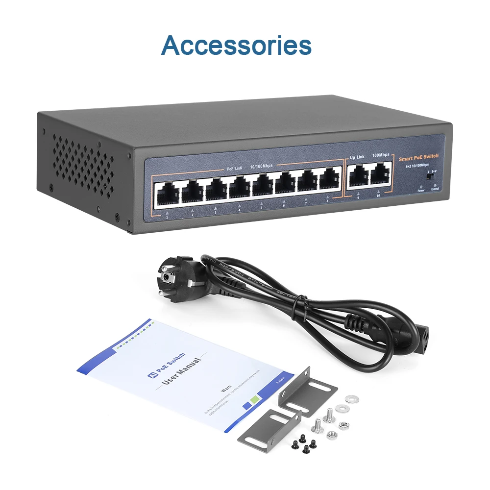 48-V-Netzwerk-POE-Switch mit 4/8/16CH 10/100 Mbit/s-Ports IEEE 802.3 af/at über Ethernet IP-Kamera/Wireless AP/CCTV-Kamerasystem