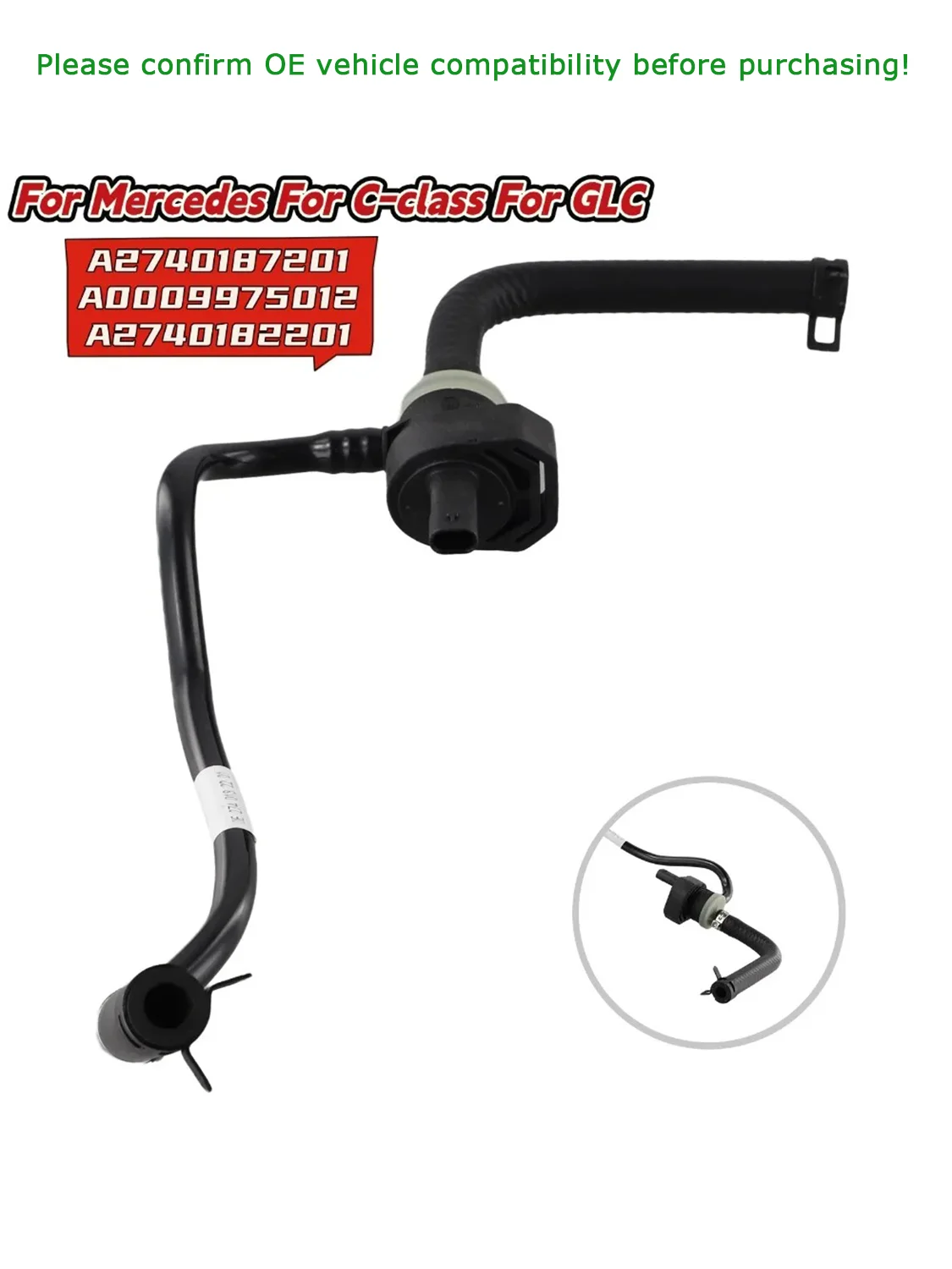 

Car Auto A2740187201 Car Engine Solenoids Breathing Pipe Line Compatible With Mercedes-Benz C GLC-Class W205 W253 A2740182201