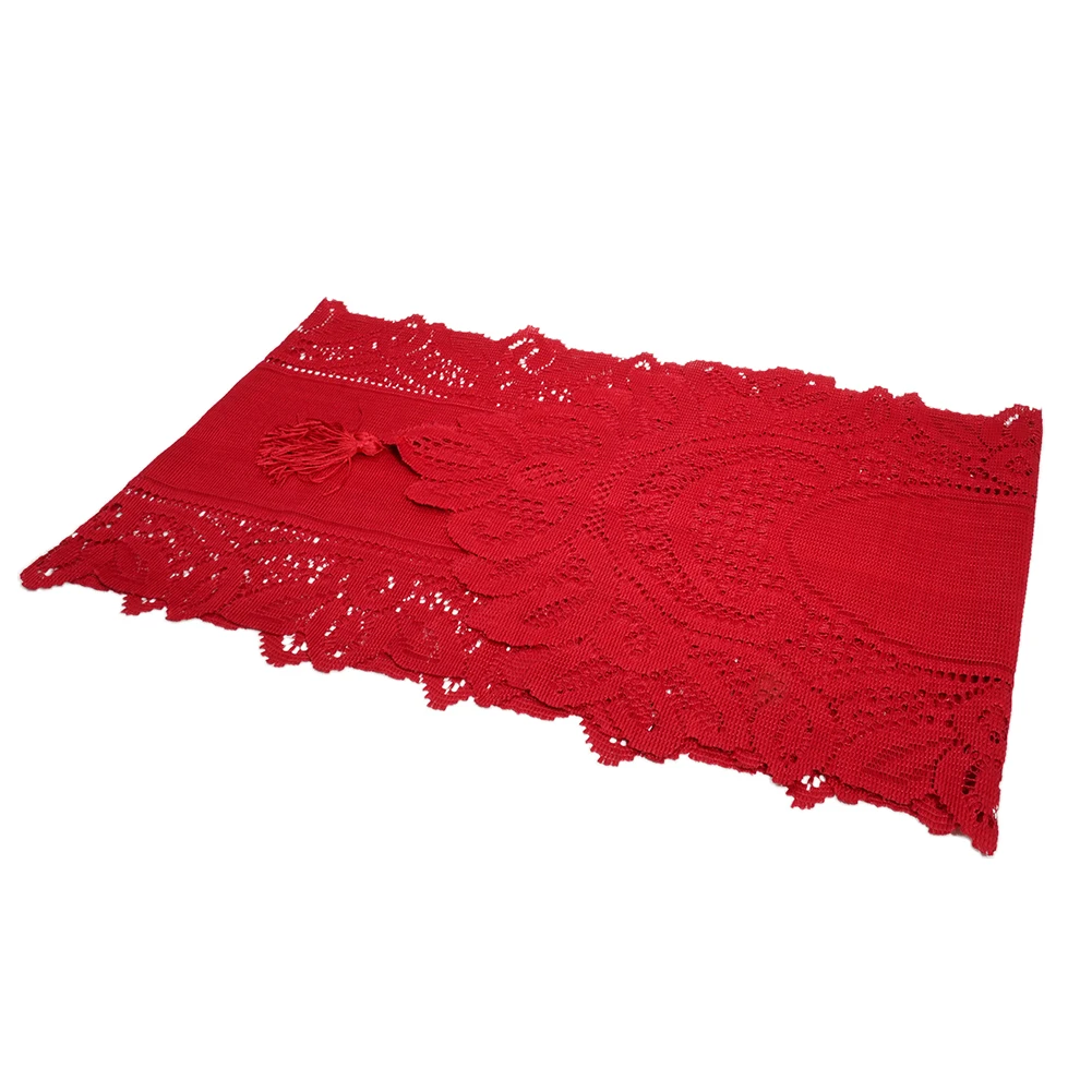 Knitted Table Runner Lace Party Reusable Runner Table 33x180cm Tasseled Accessories Vintage Celebrations Wedding