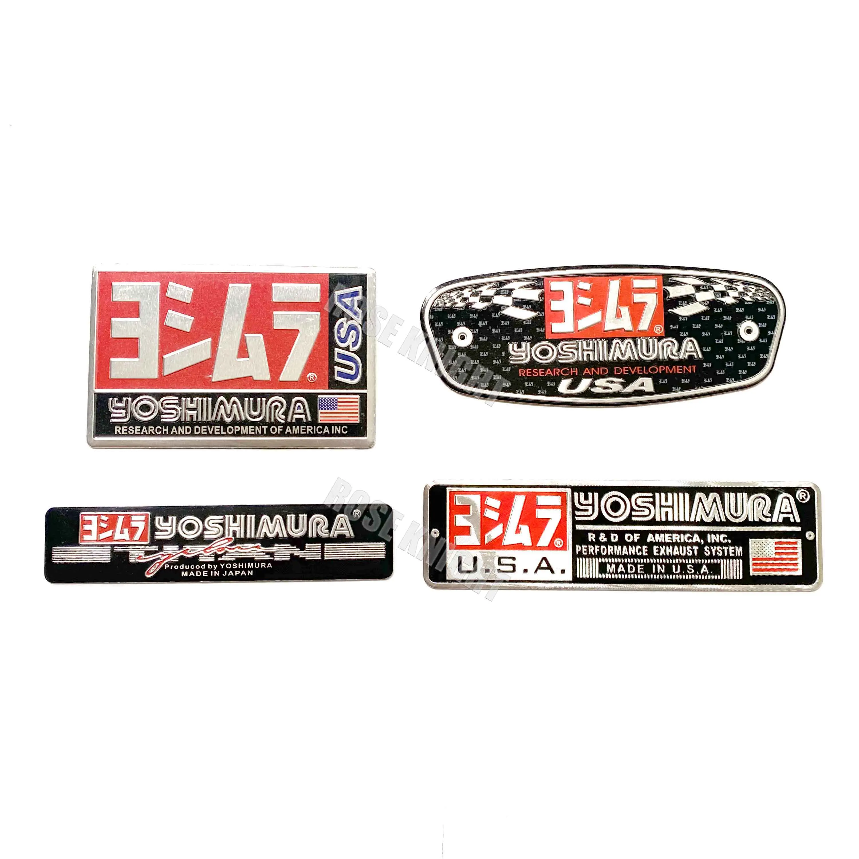 3D Aluminum Alloy Yoshimura Motocycle Exhaust Pipe Logo Sticker High Temperature Resistance Waterproof Moto Exhaust Pipe Decal