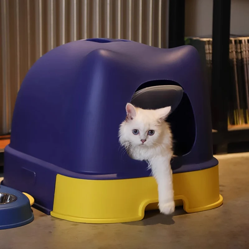 Portable Cat Litter Box Toilet Enclosed Cat Litter Box With Shovel Cat Toilet Large Size Pet Litter Box