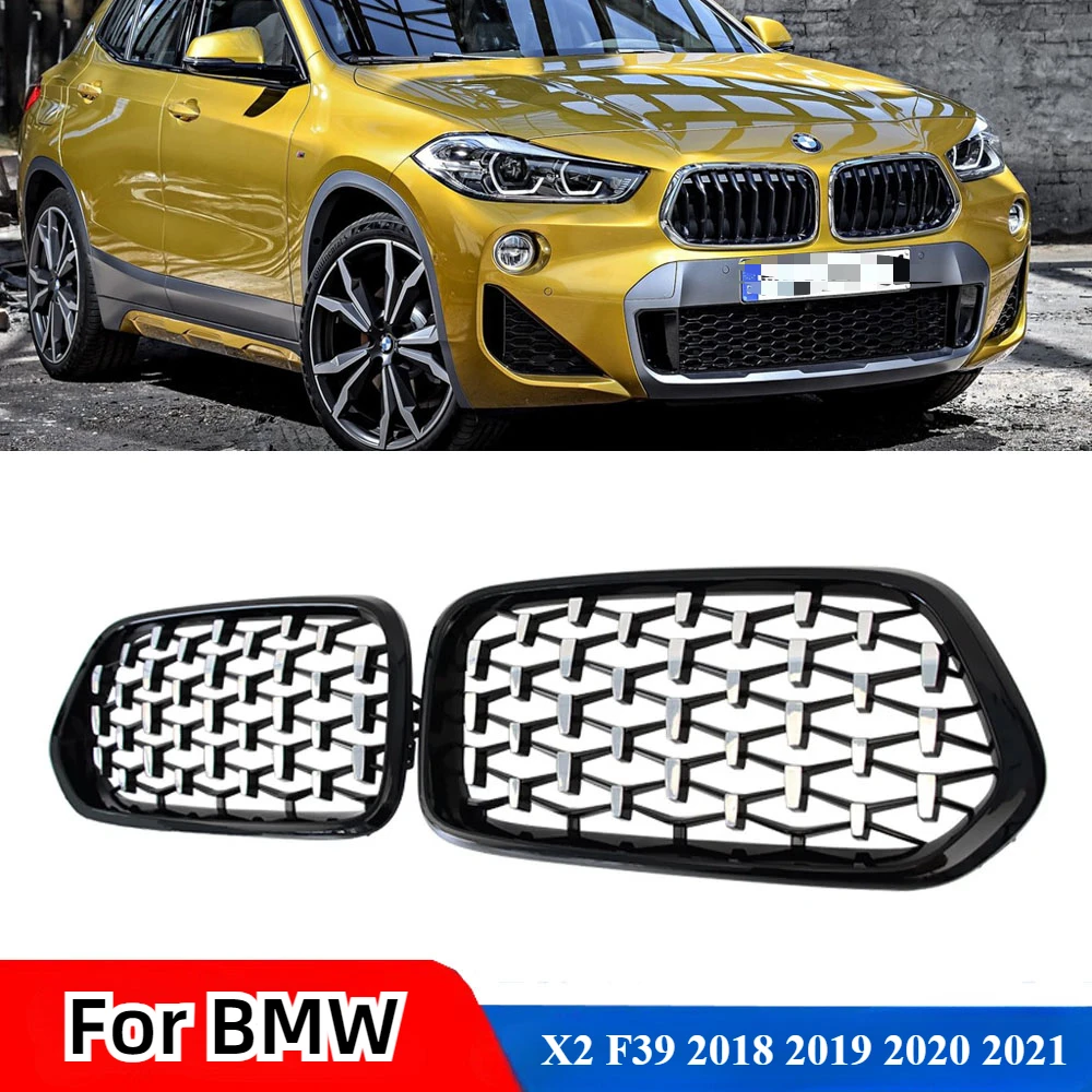 

For BMW X2 F39 2018 2019 2020 2021 Diamond Front Kidney Grilles Kidney Grill Replacement Meteor Style High Quality ABS Plastic