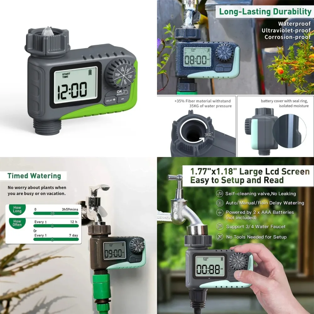 

- Manual Efficient, for Timer Reliable Stress- Convenient Hose Water RAINPOINT Effortless Programmable Garden Watering Smart and