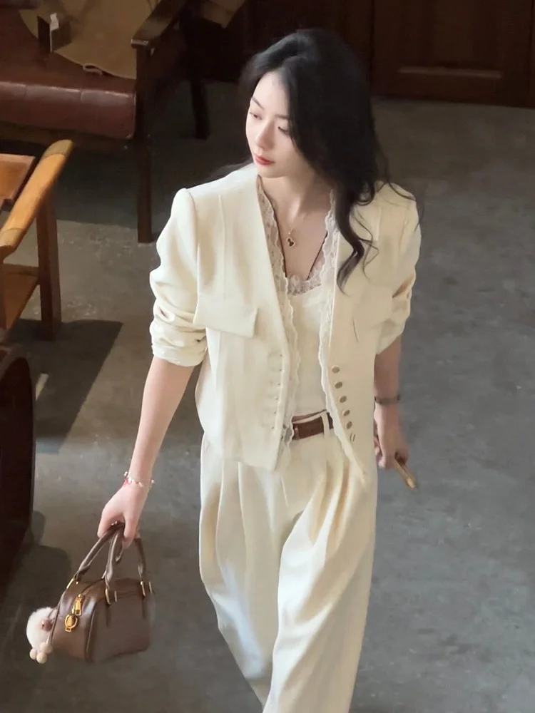 

Брюки Ele Brno Linzi с высокой талией и широкими штанинами, повседневные, универсальные, для работы, из смесового полиэстера, в пол