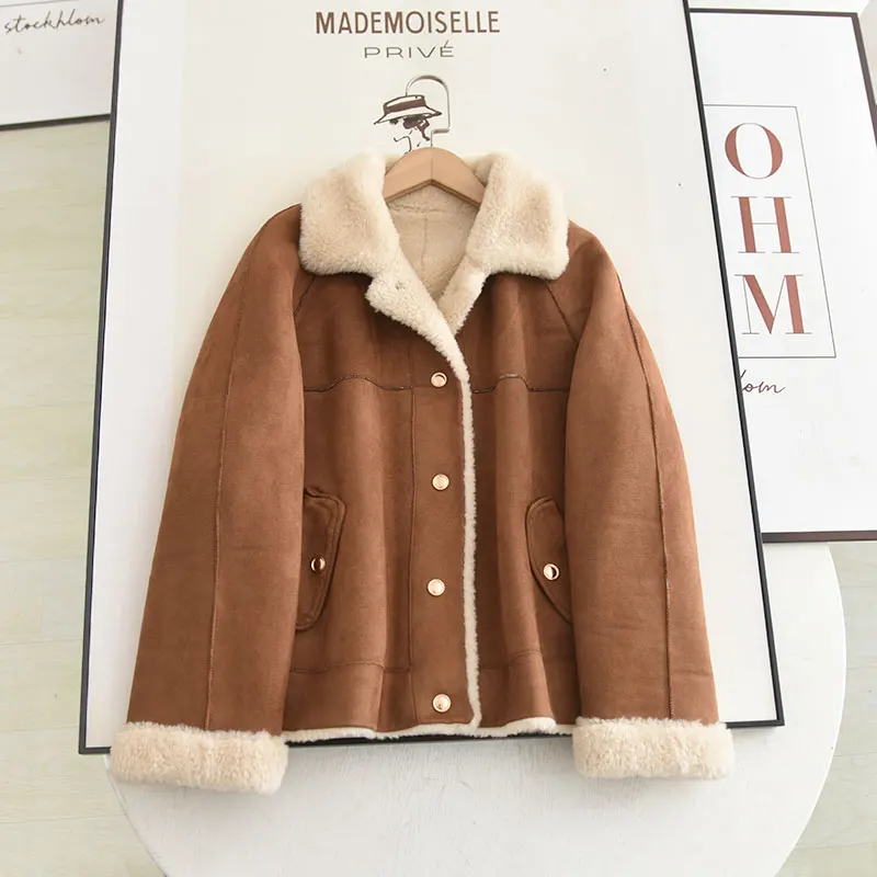 

Женская зимняя теплая верхняя одежда Thiened Suede Jaet, кожаная меховая интегрированная Sli, повседневная женская верхняя одежда Quali, домашняя D