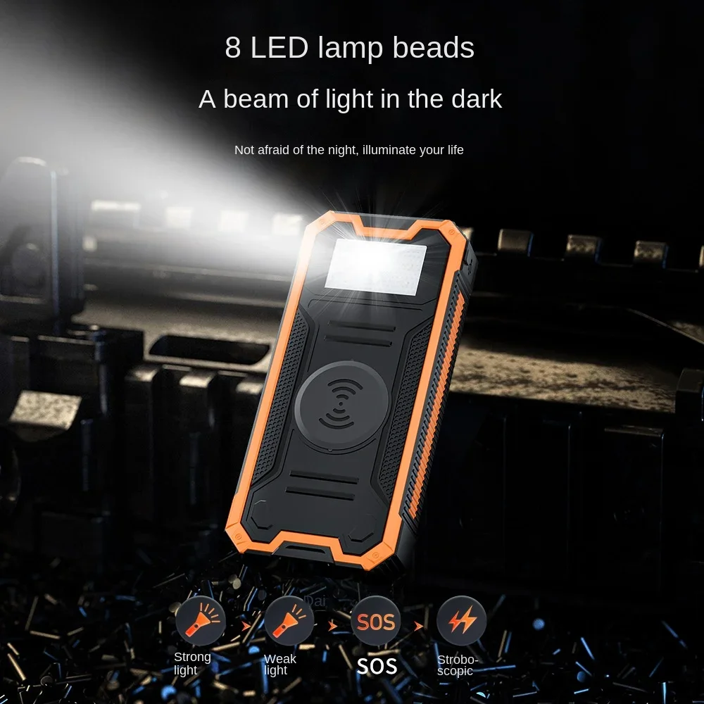 Waterproof Solar Mobile Power Supply PD Fast Charging 30000mAh Mountaineering Lighting Without Any Line Power Bank