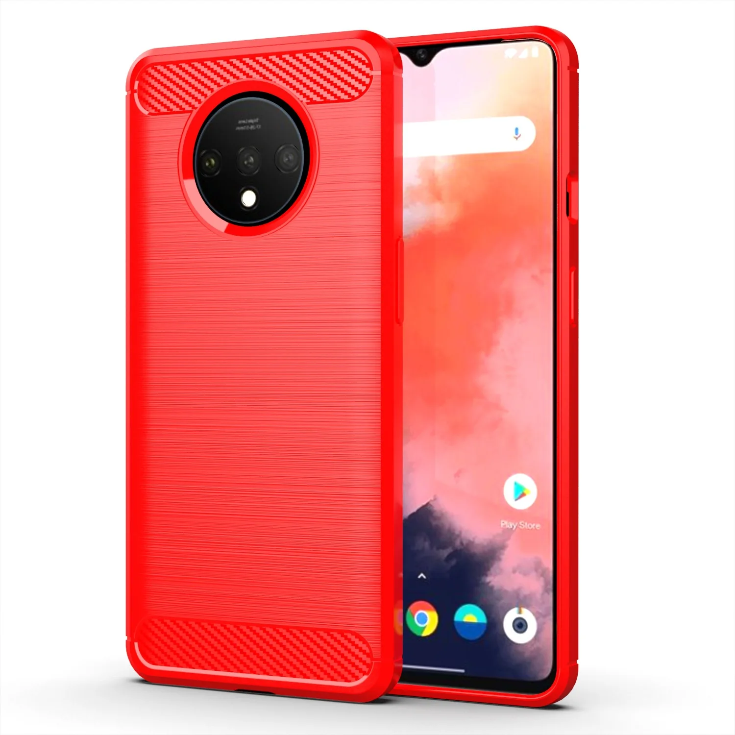 Brushed Texture Case For 1+7t Oneplus 7T Silicone Cases for Oneplus7t One Plus 7T Luxury Carbon Fiber Soft TPU Phone Cover