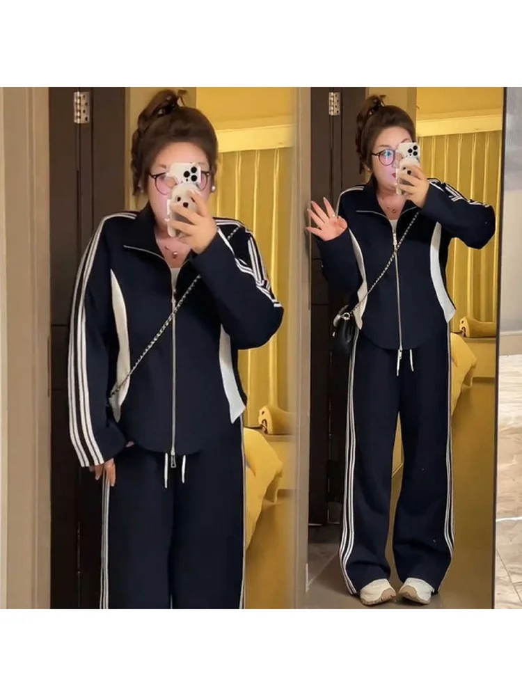 

plus Size Lazy Sle Casual Zipper Top High Waist f Skirt Two Piece Set Spring New Faion Women's Ensemble High Waist