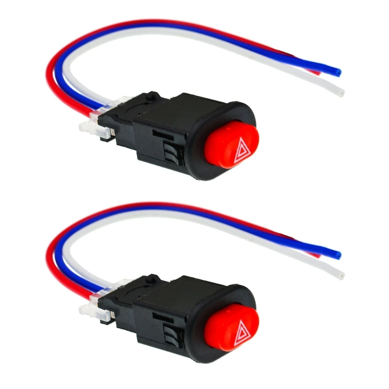 Motorcycle Scooter Double Hazard Light Button 3 Wire 12/24V