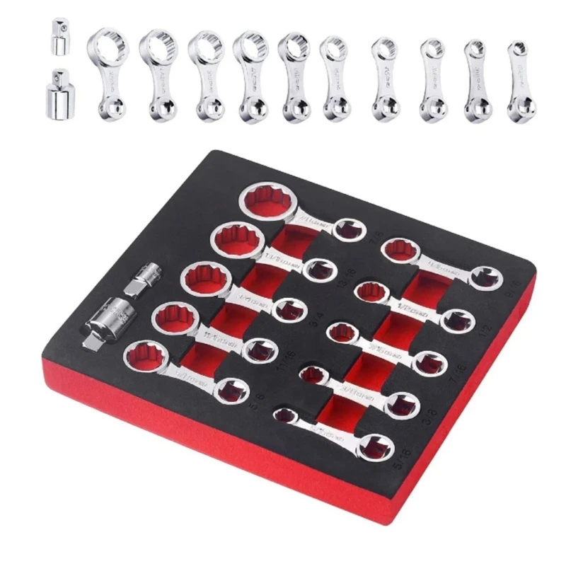 

0XXD Torque Wrench Spanner 3/8 Drive 12Pcs Torque Adapter 12 Point Adapter Set