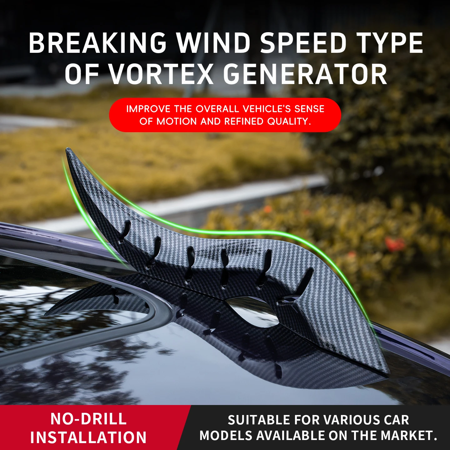 

2PCS Car Roof Dragon Horn Decor Modification Universal ABS Auto Roof Decor With High-Strength Stickers Car Turbulence Generator