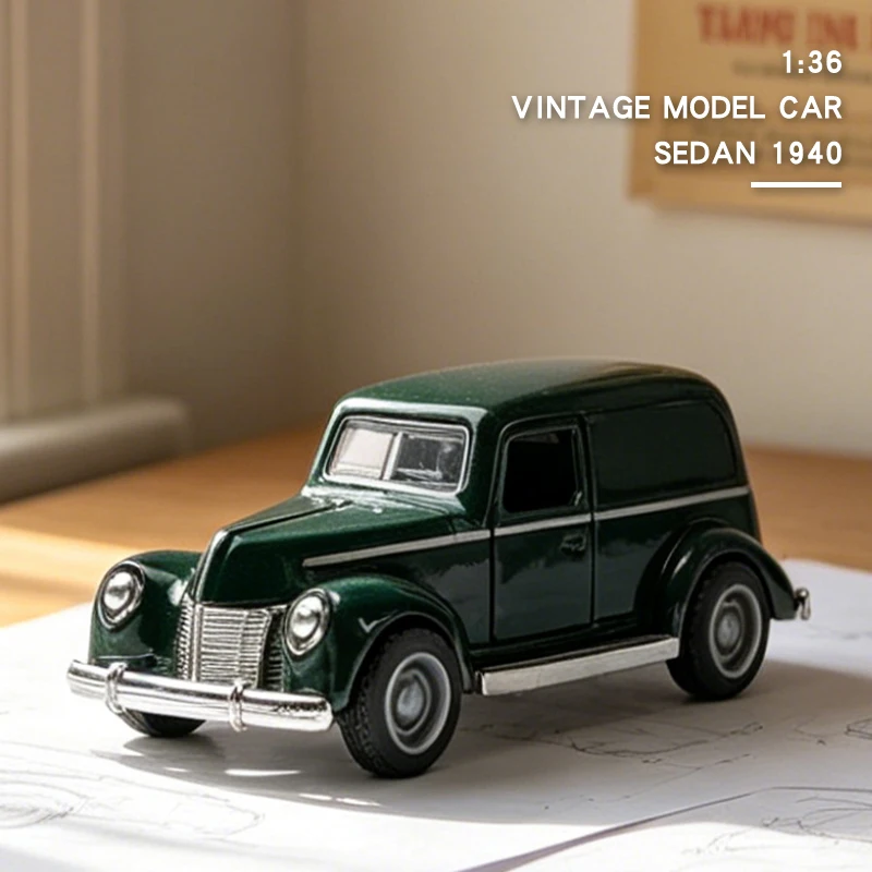 1:36 Alloy Vintage Sedan1940 Die Cast Car Model Car Classic  Model Pull Back Car Model Miniature Vehicle Replica Giftle