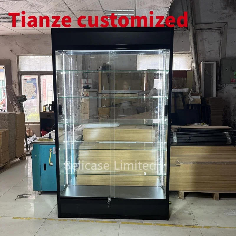 (Customized) Ultra dispensary display wig display showcase aluminium frame glass showcase Smoke Shop