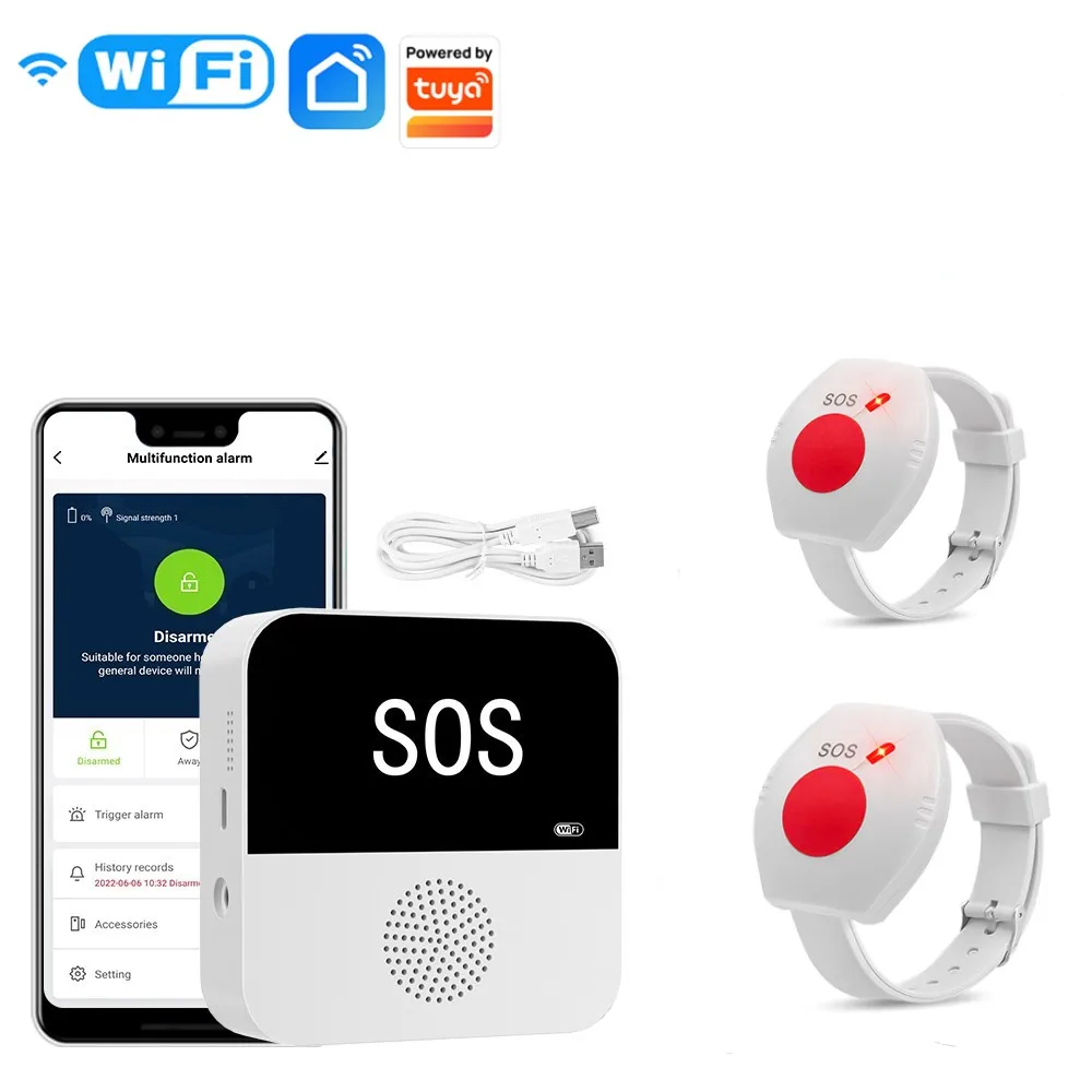 

Wireless Caregiver Pager SOS Bracelet Call Buttons For Elderly Monitoring Alert System For Nurse Call Seniors Patients At Home