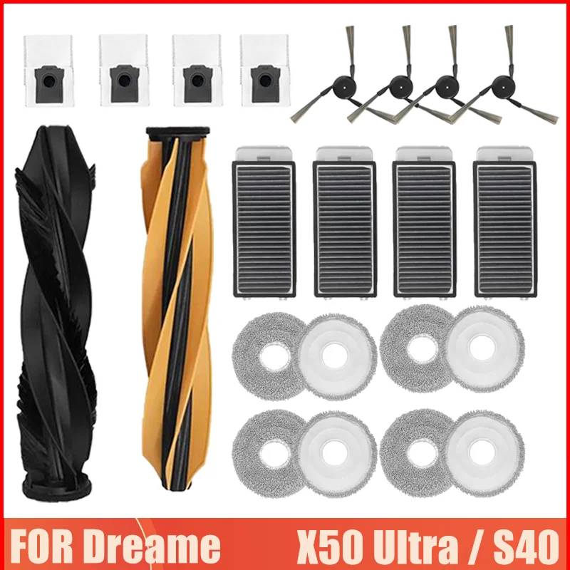 ل Dreame X50 Ultra X40 Pro S40 طبعة محسنة أجزاء المكنسة فرشاة جانبية رئيسية فلتر Hepa ممسحة القماش كيس لجميع الغبار الملحقات