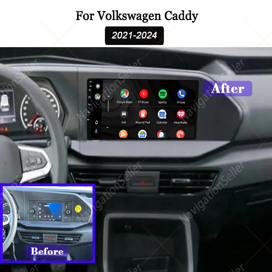 

Android Auto For Vw Caddy 2021-2024 Carplay Auto Radio Multimmedia Player Navigation Gps Head Unit Screen Upgrade Bluetooth DSP