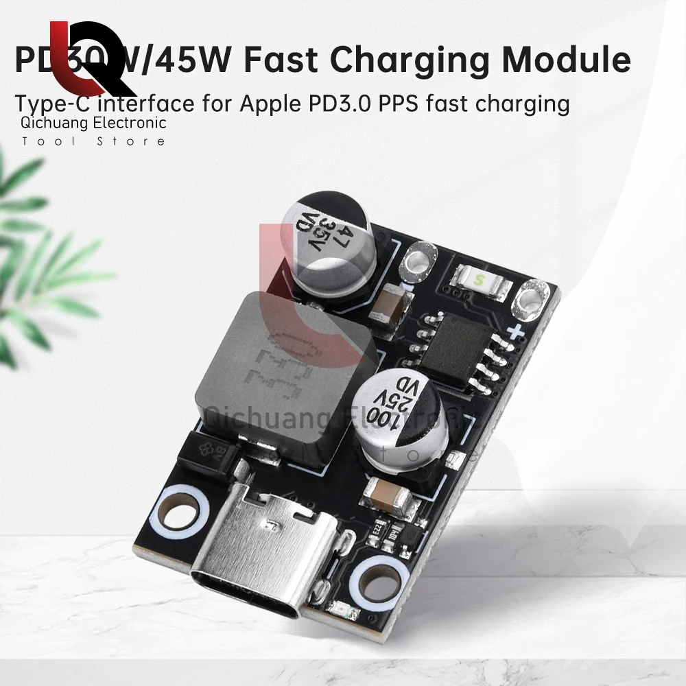 30W/45W Type-C USB QC3.0 DC-DC Buck Converter Charging Step Down Module 8-30V PPS Fast Quick Charger Circuit Board Support VOOC