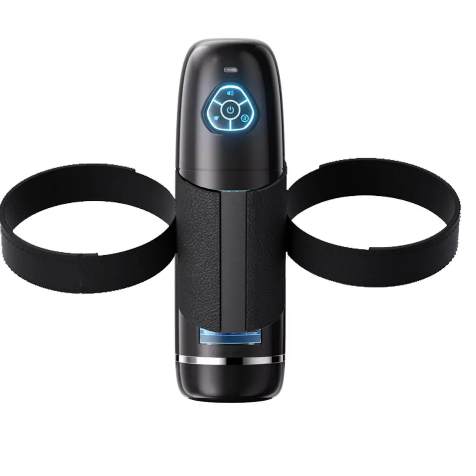 Hands Free Belt Masturbation Cup Automatic Sucking Telescopic Rotating Masturbator Exercise Device Voice Light Sex Toy For Men