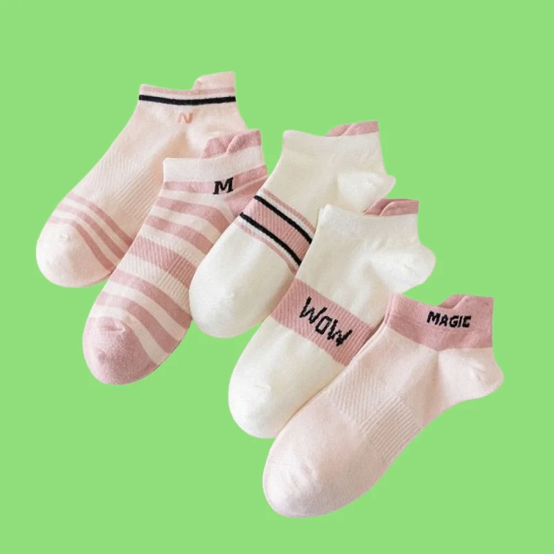 5/10 Pairs 2024 New Summer Thin Waisted Non-slip Shallow Mouth No-drop Heel Boat Socks Cute Sports Short-tube Cotton Socks