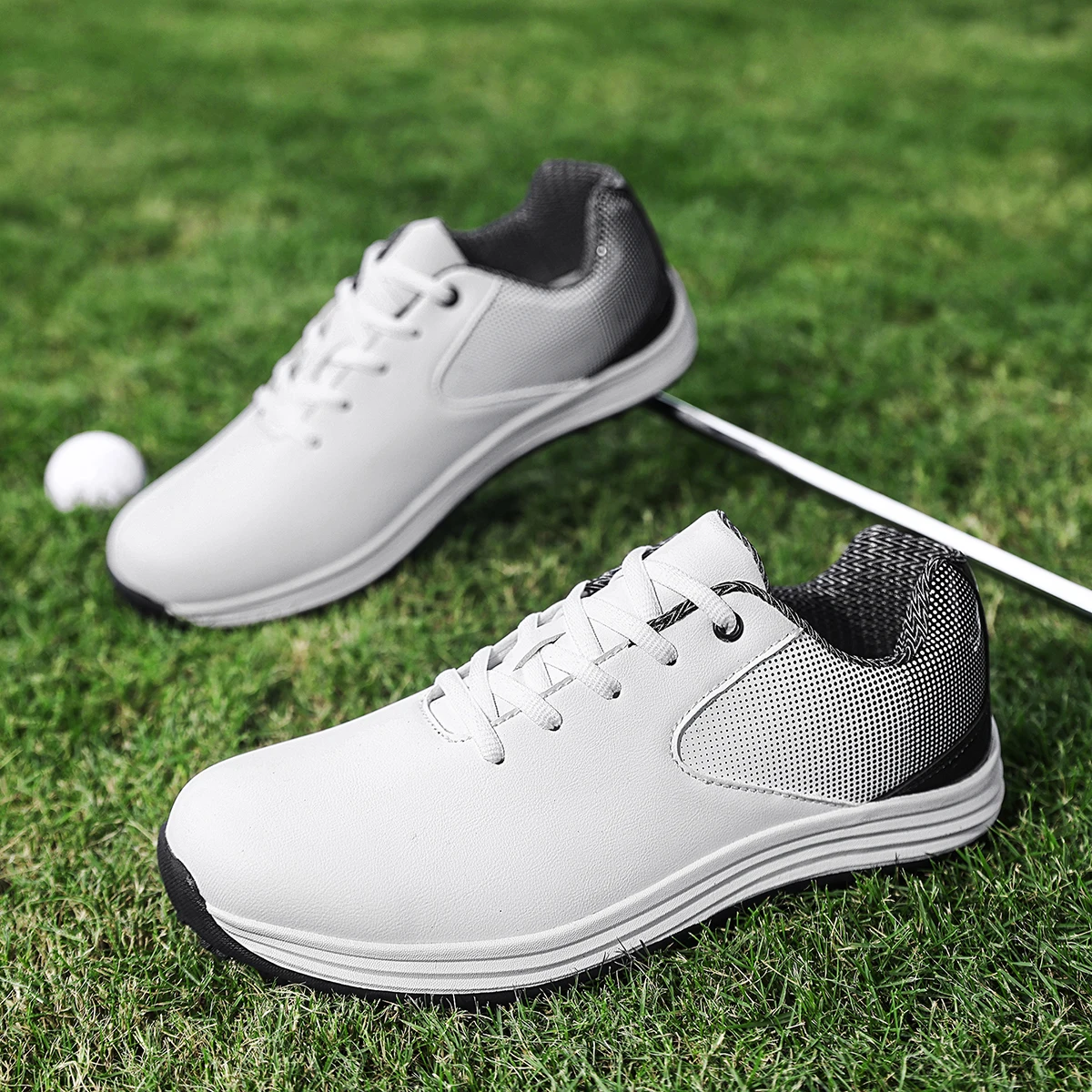 Unisex Spikeless Golf Shoes Waterproof Non‑Slip Rubber Outsole Breathable Cushioned Sneakers for Golf Course Outdoor Training