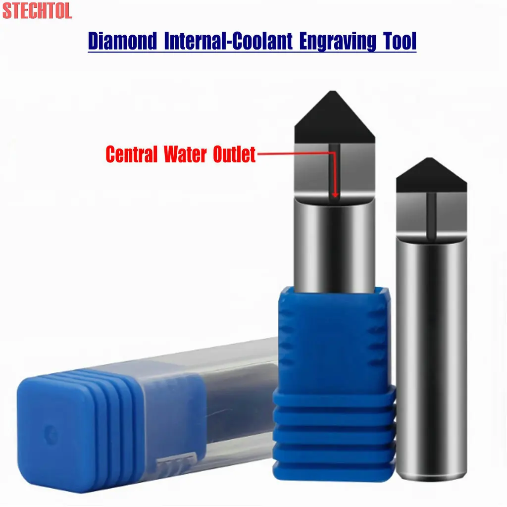 New 6-12mm 1 Flute PCD Diamond Engraving Bit Stone Granite Milling Tool CNC Router Cutter 3D Carving Marble Endmill Intercooling