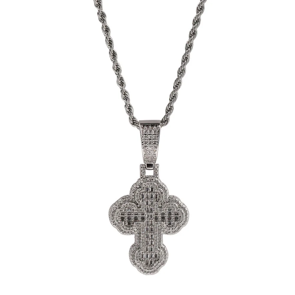 Hip Hop Copper Zircon Cross Pendant Necklace for Men Women Minimalist Gold Color Jewelry Male Female Necklaces Chokers Gifts