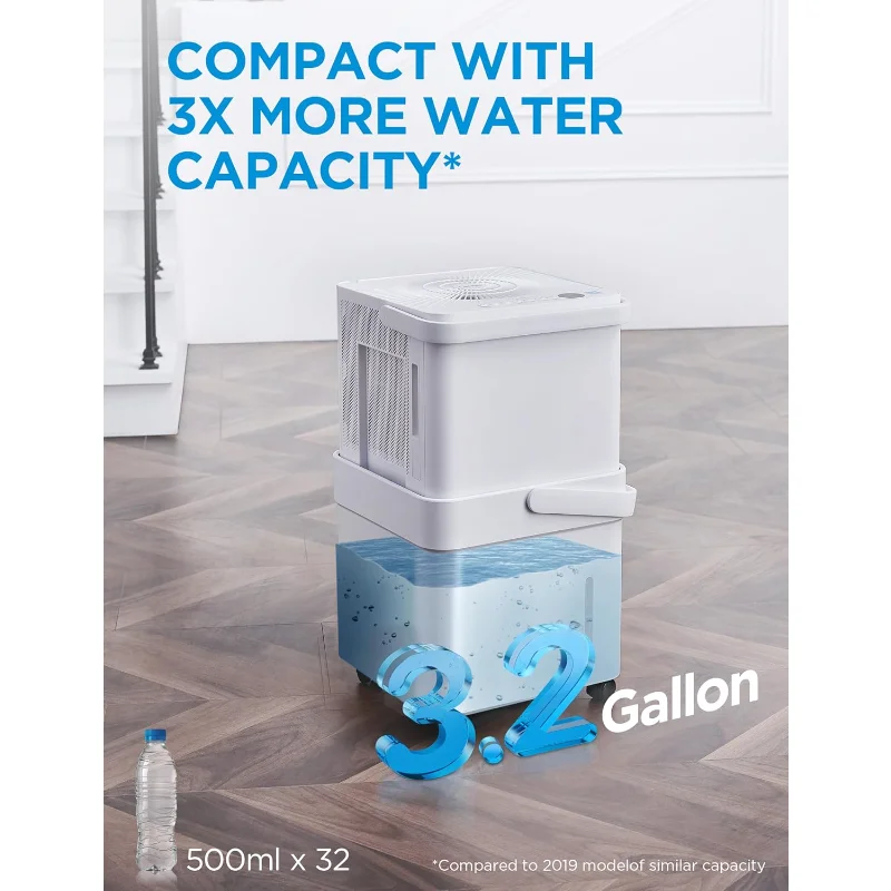 Cube 20 Pint Dehumidifier for Basement, Up to 1,500 Sq. Ft. dehumidifier with drain hose, ENERGY STAR Certificated, Smart image 3