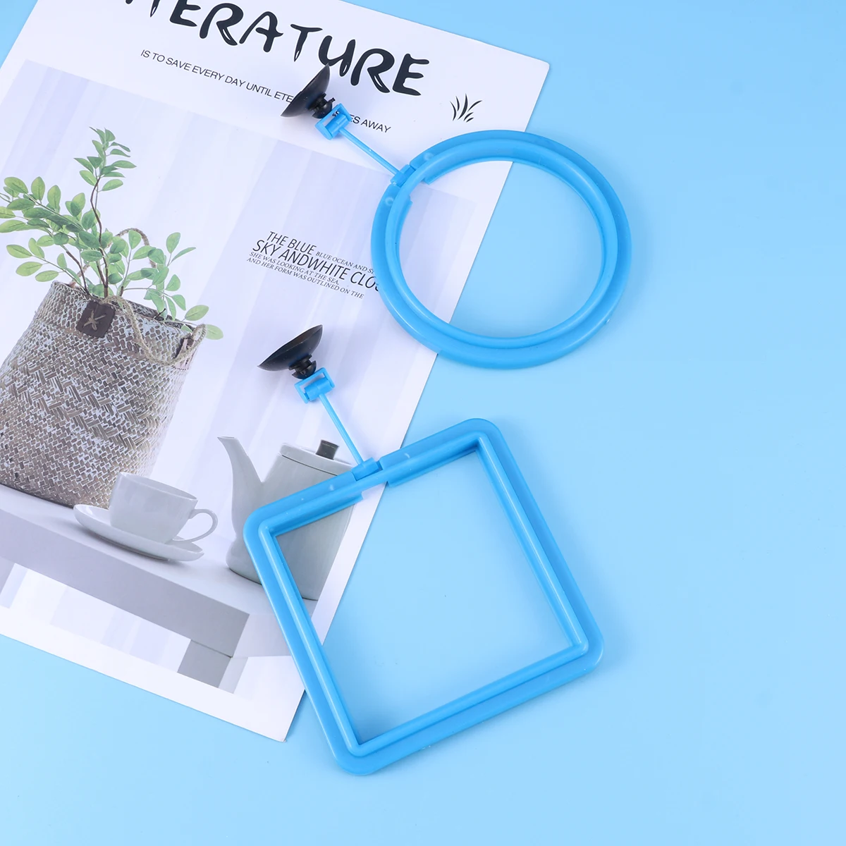 

2pcs Feeding Square Aquarium Tank Ring Feeder Floating Circle Premium Material Suction Cup Foldable Food Tray Retain Flake Foods