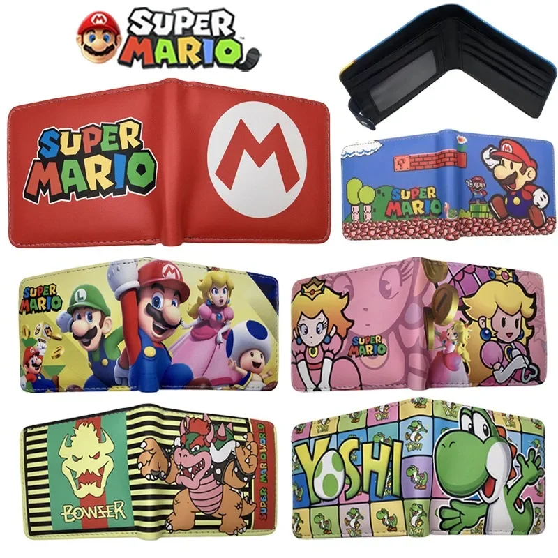 Super Mario Bros Purse for Child Student Portability Wallets PU Leathers ID Card Holder Bag Cartoon Coin Bag Yoshi Kids Holders