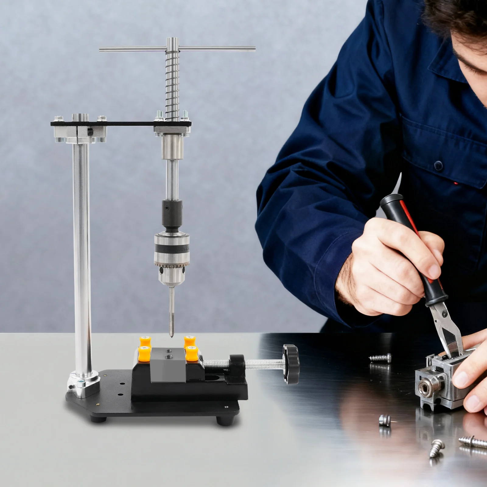 6.3*4.72*10.04in preto precisão mão tapper portátil manual máquina de batida mesa com chave conveniente