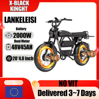2000W Dual Powerful Motor 48V45AH Dual Battery Electric Bike Aldult Motorcycle E-Bike 20*4.0 Inch Fat Tire City Electric Bicycle