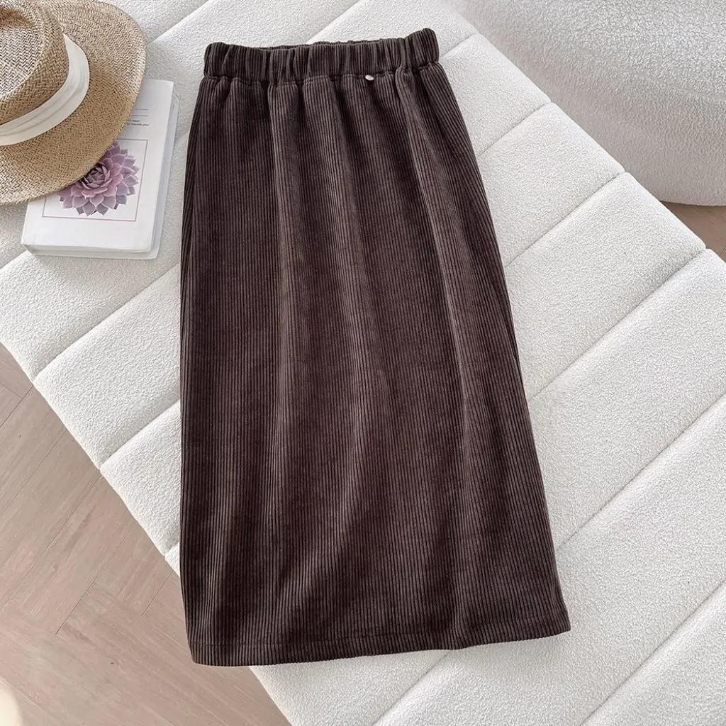 

00SY-6667 Korean Women's Corduroy Overskirt Casual Simple Wind Straight Tube Wholesale Autumn Winter New Style for Ladies