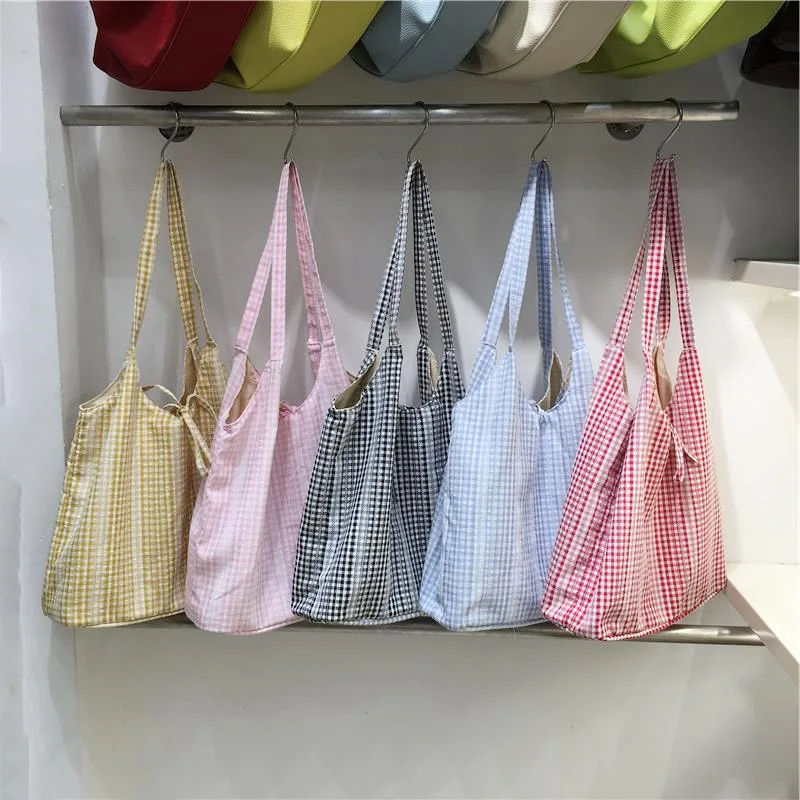 

YIFAN Women Quilted Stylish Commuting Bag Large Capacity Shopping Tote Plaid Lightweight Shoulder Bag Cotton for Autumn Winter