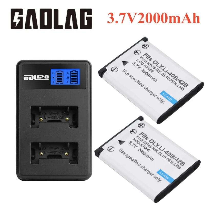 Li-40B Li 40b Li-42B Li 42b Batterij + Lcd Usb Oplader Voor Olympus Voor Fujifilm Fuji NP-45 Np 45 Np45 Np 45a 45b 45S EN-EL10