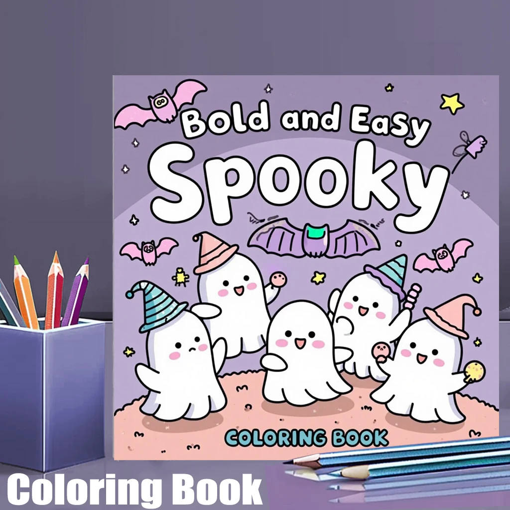 28 Pages Easy Spooky Coloring Book for Adult Stress Reduction | Colouring Book for Stress Relief and Mood Reduction Valentine