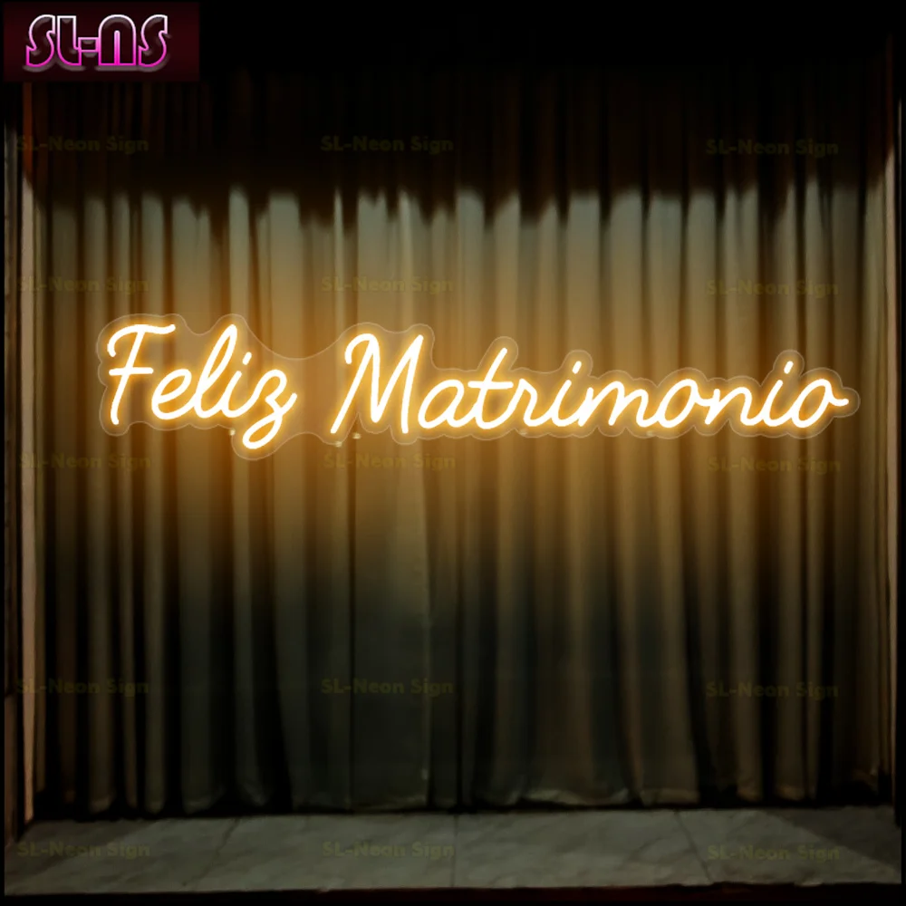 Big 75x15cm Feliz Matrimonio Neon Sign Led Neon Light Sign Spanish Home Art Wedding Party Decoraton Neon Lamps Room Wall Decor