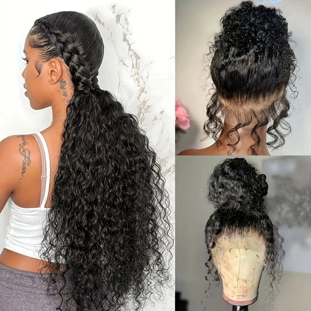 

30 32 Inch Water Wave Lace Front Wig 360 Lace Front Wigs 13x4 4x4 Lace Frontal Closure Wig Brazilian Jerry Curly Wig For Women