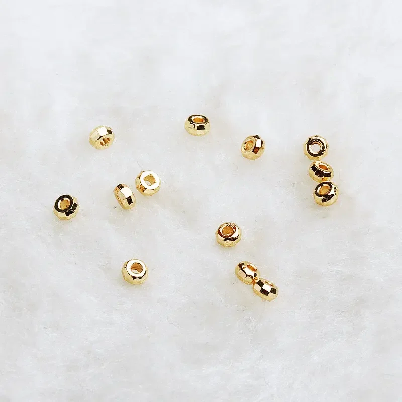 20PCS 14K Gold Color Plated Brass 4mm Spacer Beads Flat Bracelet Beads High Quality Diy Jewelry Accessories